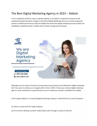 the best digital marketing agency in 2023 addzet