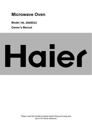 Built-in Microwave Oven Model:HIM-M28SA1 | Useer Manual |Haier Inspired Living