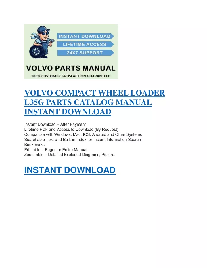 volvo compact wheel loader l35g parts catalog