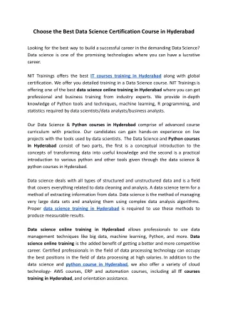 choose the best data science certification course