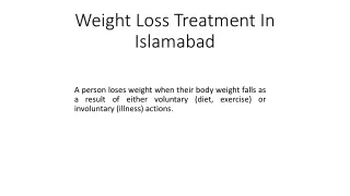 Weight Loss Treatment In Islamabad