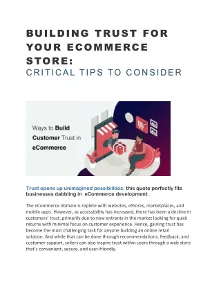 Tips to Build trust for eCommerce store - TechnoScore