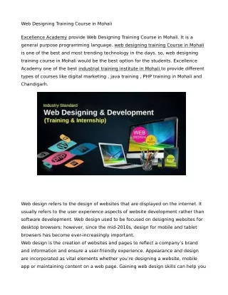 web designing training course in mohali