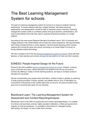 The Best Learning Management System for schools - Edneed