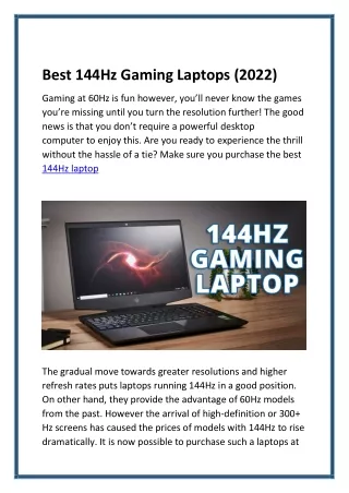 Best 144Hz Gaming Laptops