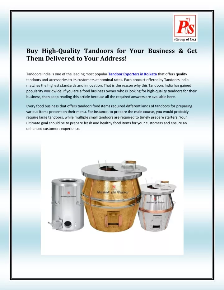 buy high quality tandoors for your business