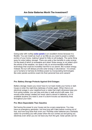 Are Solar Batteries Worth The Investment