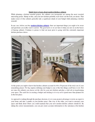 quick facts to learn about modern kitchen