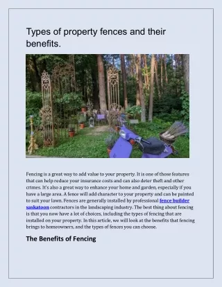 Types of property fences and their benefits