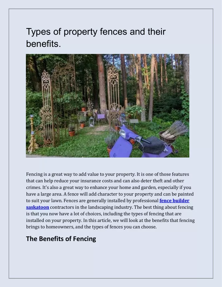 types of property fences and their benefits