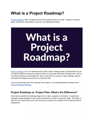 What is a Project Roadmap