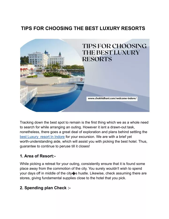 tips for choosing the best luxury resorts