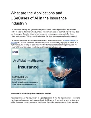 what are the applications and usecases