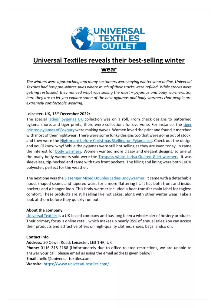 universal textiles reveals their best selling
