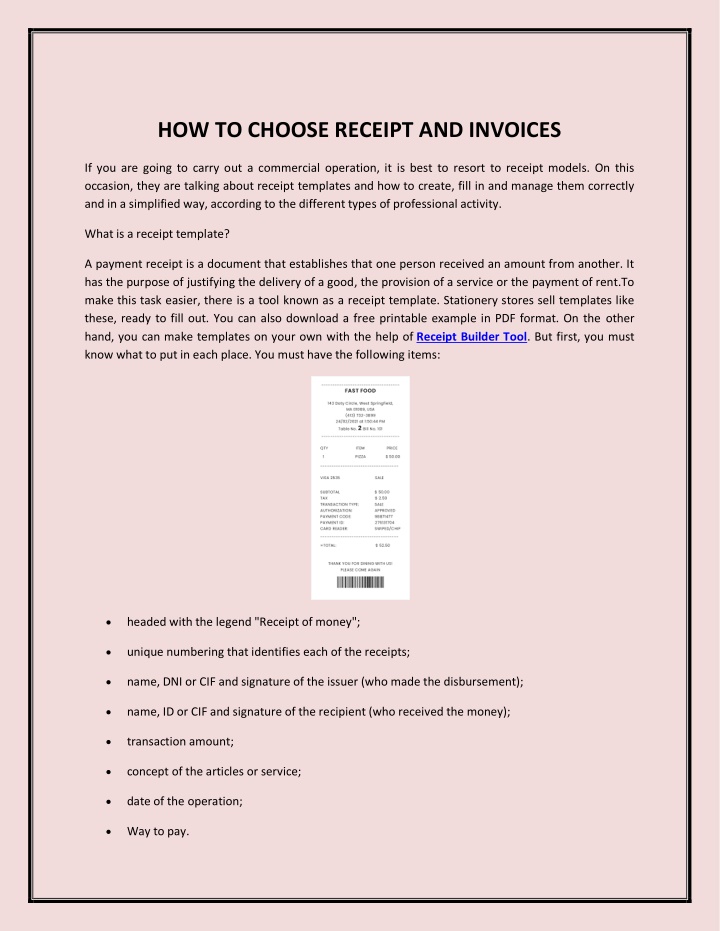 how to choose receipt and invoices