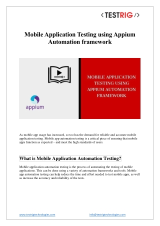 Mobile Application Testing using appium Automation frameworks