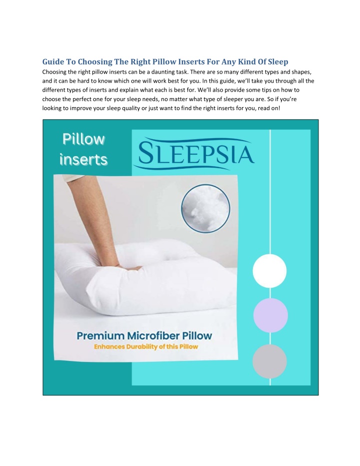 guide to choosing the right pillow inserts