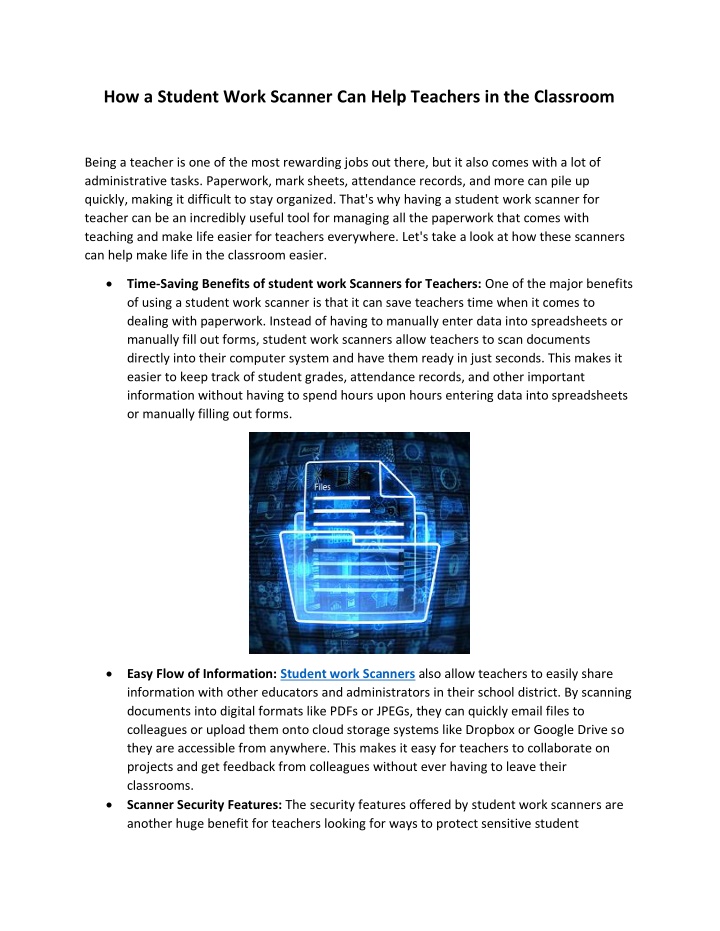 how a student work scanner can help teachers