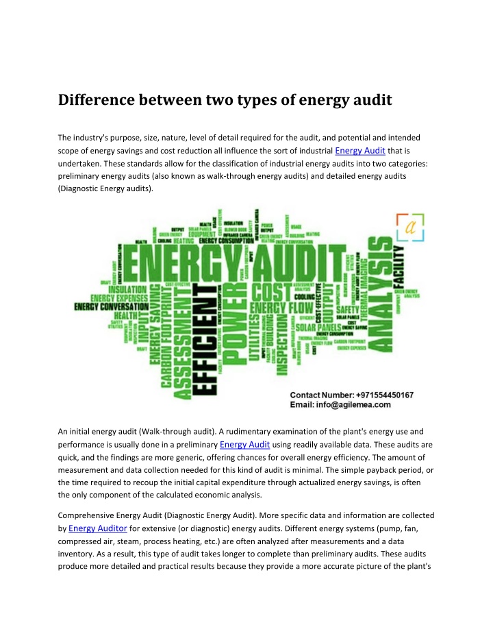 difference between two types of energy audit