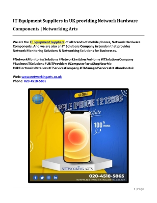 IT Equipment Suppliers in UK providing Network Hardware Components - Networking Arts