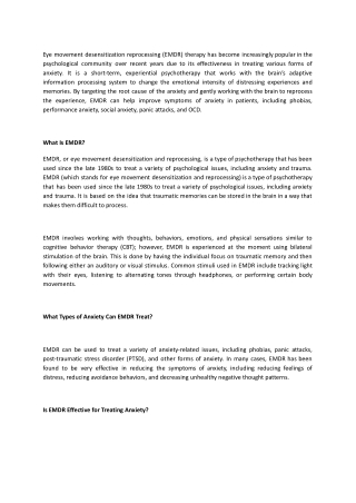 How Can I Help Reduce Stress and Anxiety With EMDR Therapy