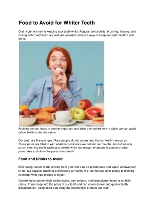 Food to Avoid for Whiter Teeth.