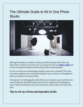 The Ultimate Guide to All In One Photo Studio