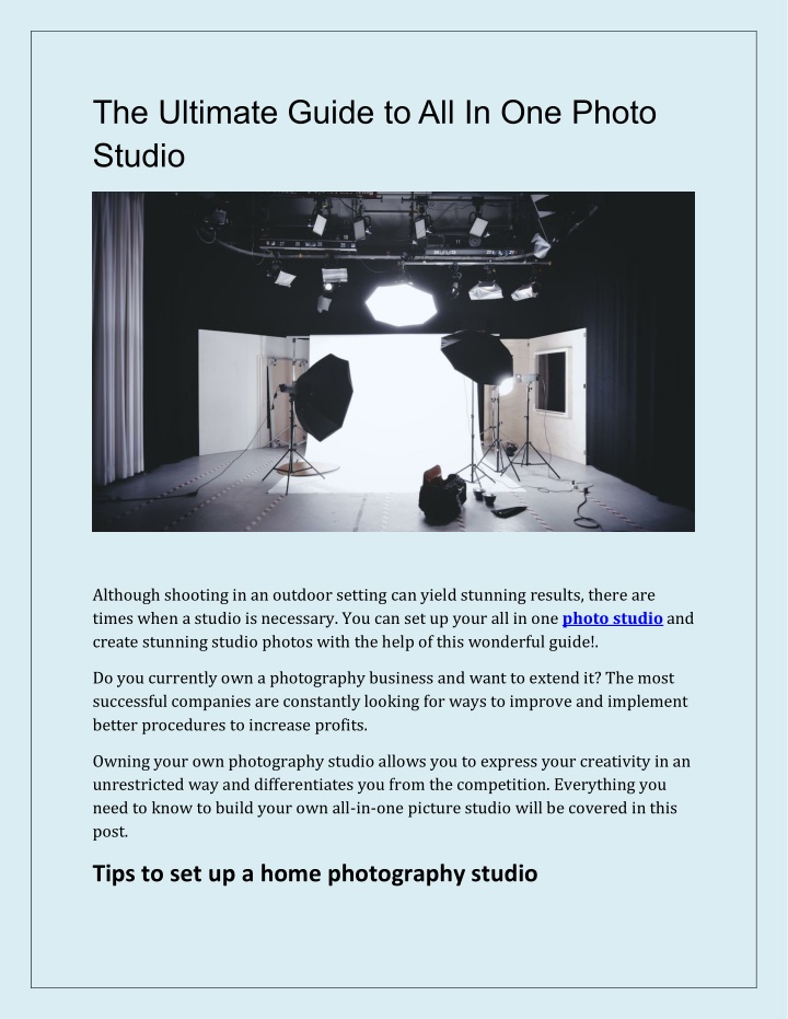 the ultimate guide to all in one photo studio