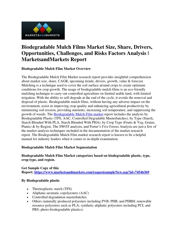 biodegradable mulch films market size share