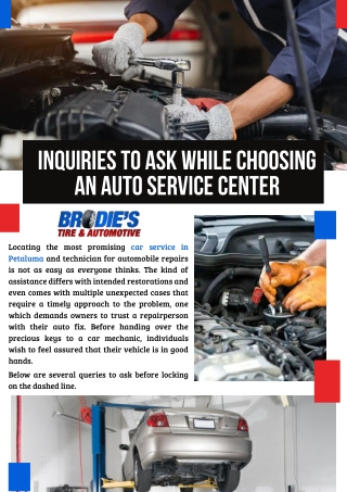 Inquiries to Ask While Choosing an Auto Service Center
