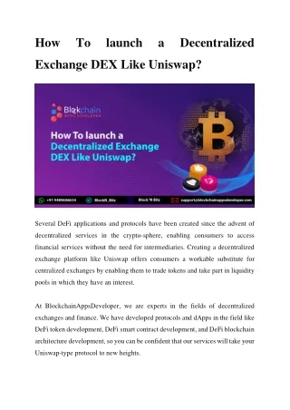 How To Build a Decentralized Exchange DEX Like Uniswap