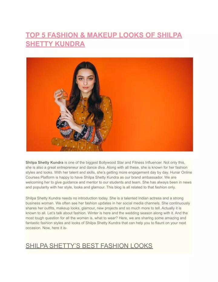 top 5 fashion makeup looks of shilpa shetty kundra
