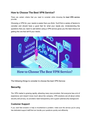 How to Choose The Best VPN Service?