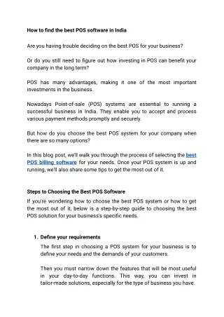 how to find the best pos software in india