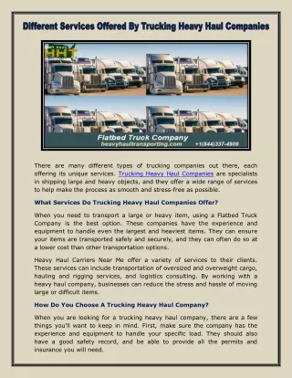 Flatbed Truck Company