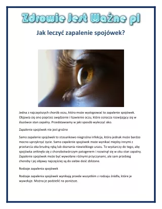jak leczy zapalenie spoj wek