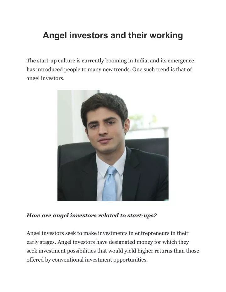 angel investors and their working