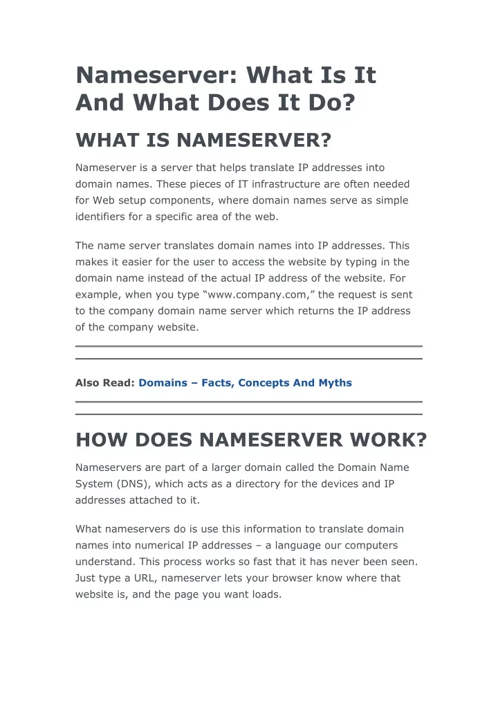 nameserver what is it and what does it do