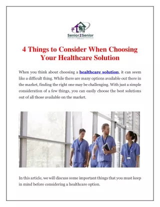 4 Things to Consider When Choosing Your Healthcare Solution