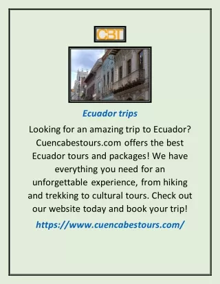 Ecuador Trips | Cuencabestours.com