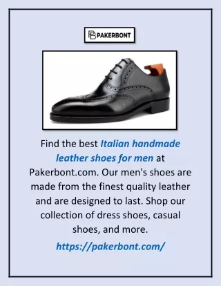 Italian Handmade Leather Shoes for Men | Pakerbont.com