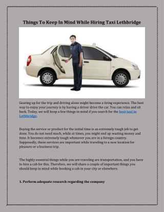 things to keep in mind while hiring taxi