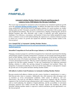 automatic labeling machine market to flourish