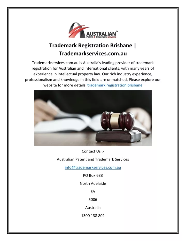 trademark registration brisbane trademarkservices