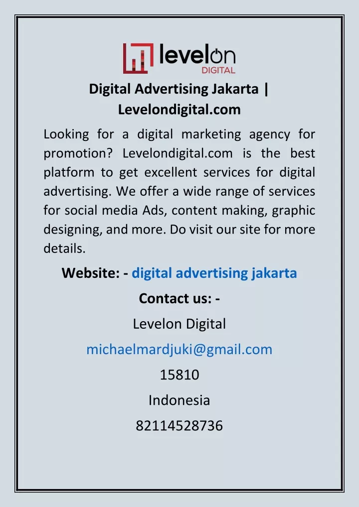 digital advertising jakarta levelondigital com