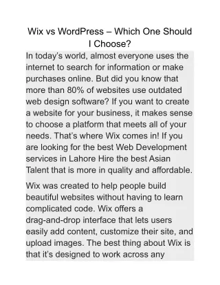wix vs wordpress which one should i choose
