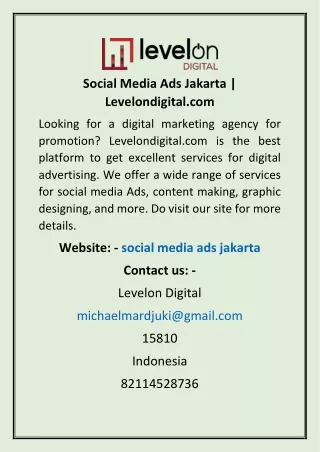 social media ads jakarta levelondigital com