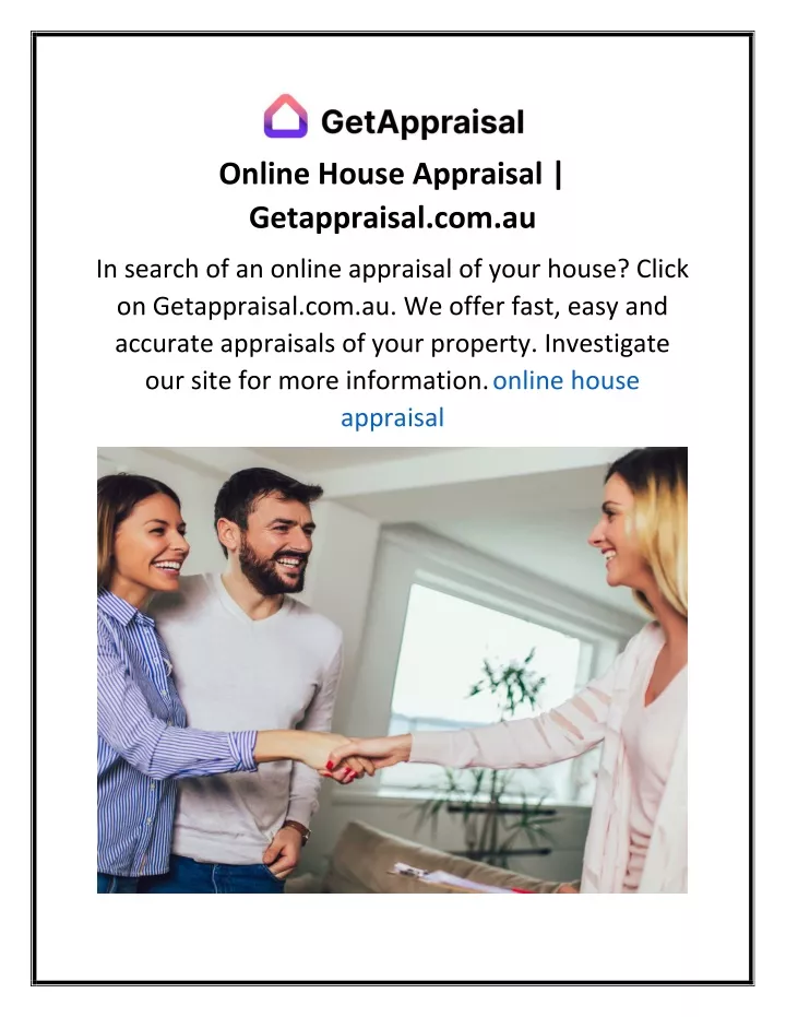 online house appraisal getappraisal com au