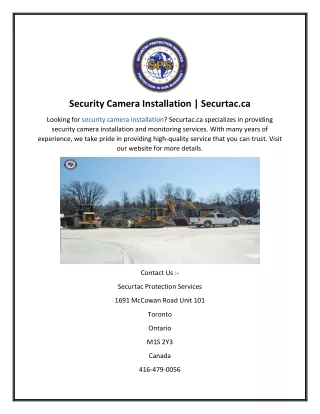Security Camera Installation  Securtac.ca