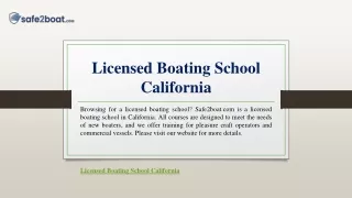 Licensed Boating School California | Safe2boat.com